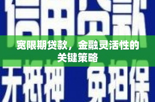民雄宽限期贷款，金融灵活性的关键策略