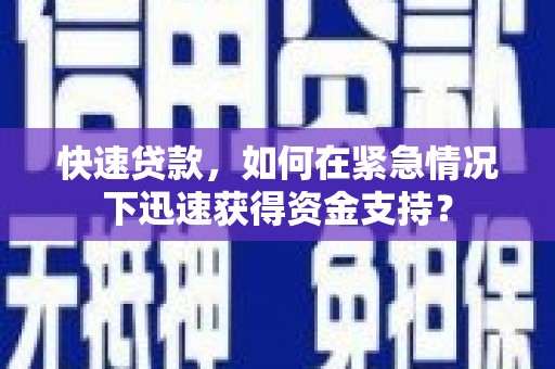 民雄快速贷款，如何在紧急情况下迅速获得资金支持？
