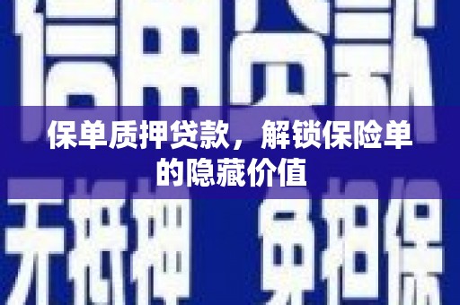 民雄保单质押贷款，解锁保险单的隐藏价值