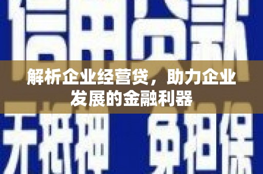 民雄解析企业经营贷，助力企业发展的金融利器