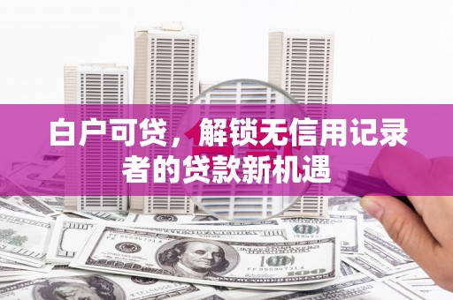 民雄白户可贷，解锁无信用记录者的贷款新机遇