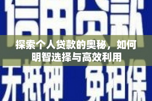 民雄探索个人贷款的奥秘，如何明智选择与高效利用