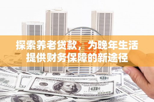 民雄探索养老贷款，为晚年生活提供财务保障的新途径