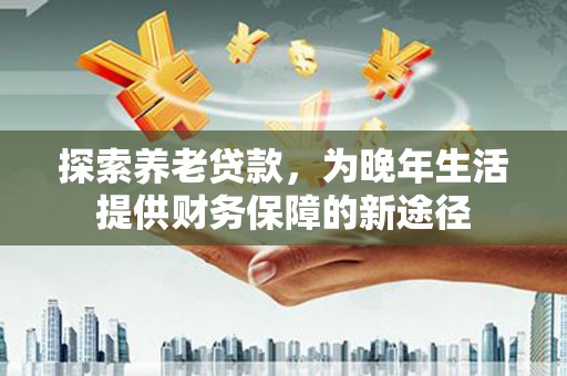 民雄探索养老贷款，为晚年生活提供财务保障的新途径