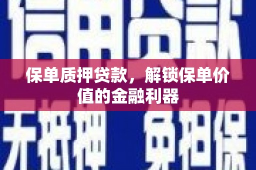 民雄保单质押贷款，解锁保单价值的金融利器
